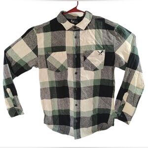 Casual Green and Black Plaid Button-Down Shirt